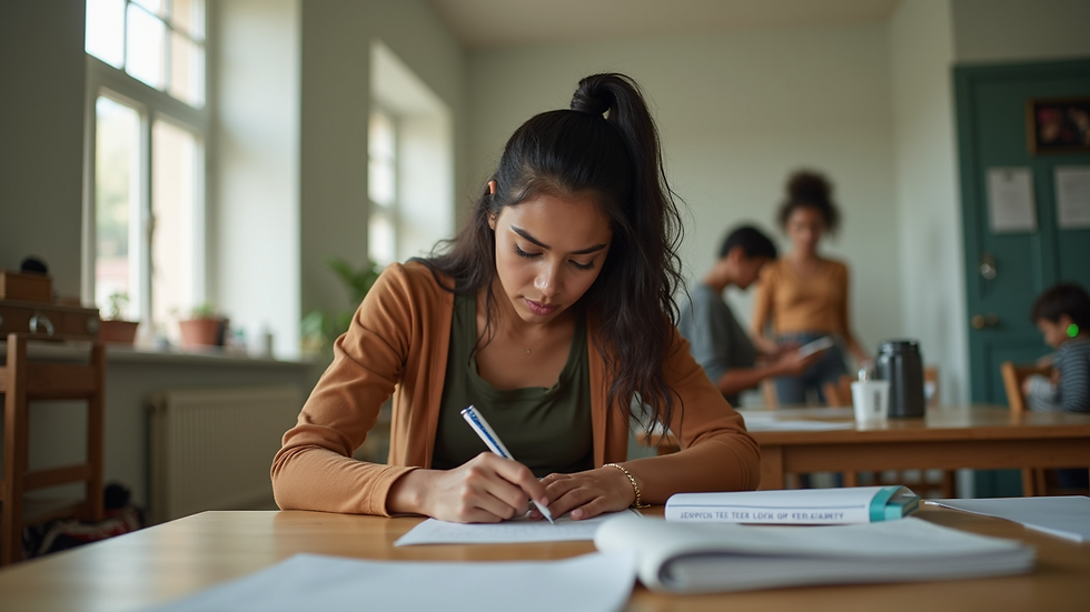Eye-level view of Eisha Paul engaged in a community service project