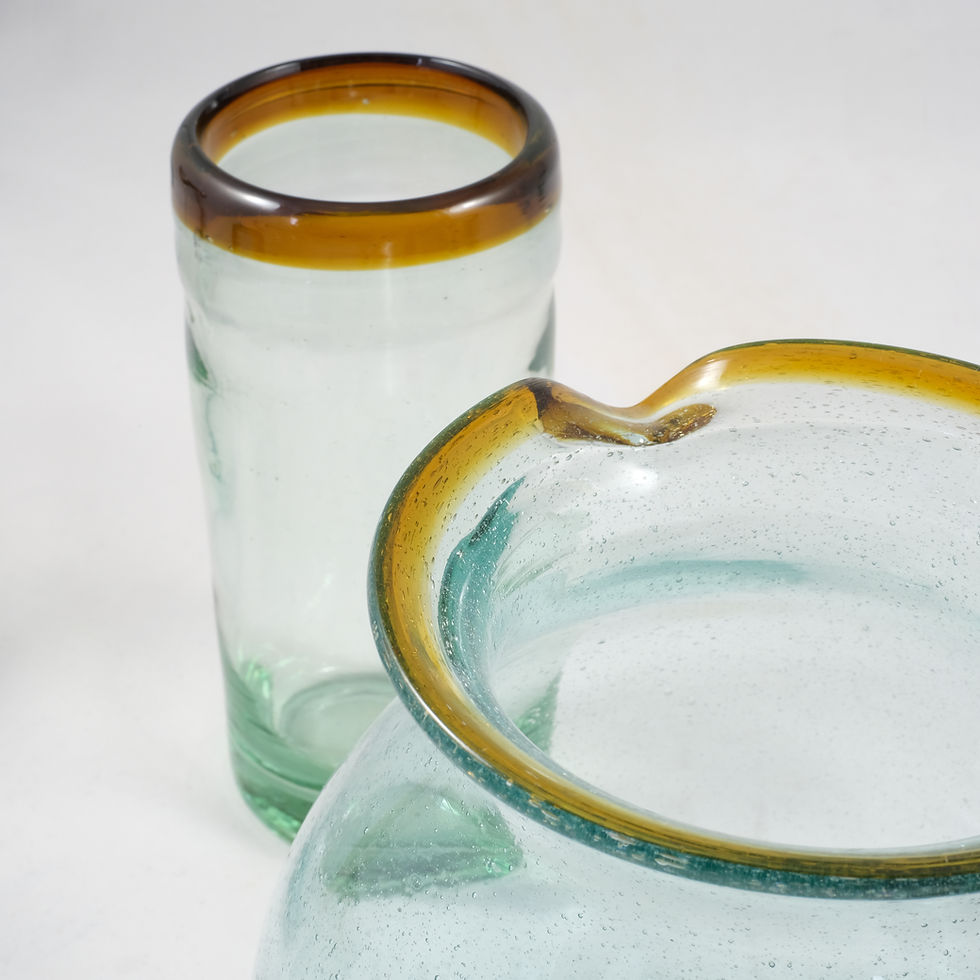Thumbnail: Blown Glass Agua 3,5 dl (amber line)