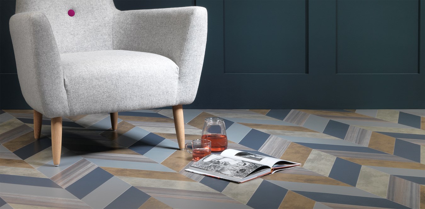 Multi-coloured Amtico chevron