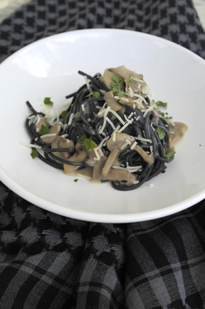 Mushroom Sauce and Asiago Cheese