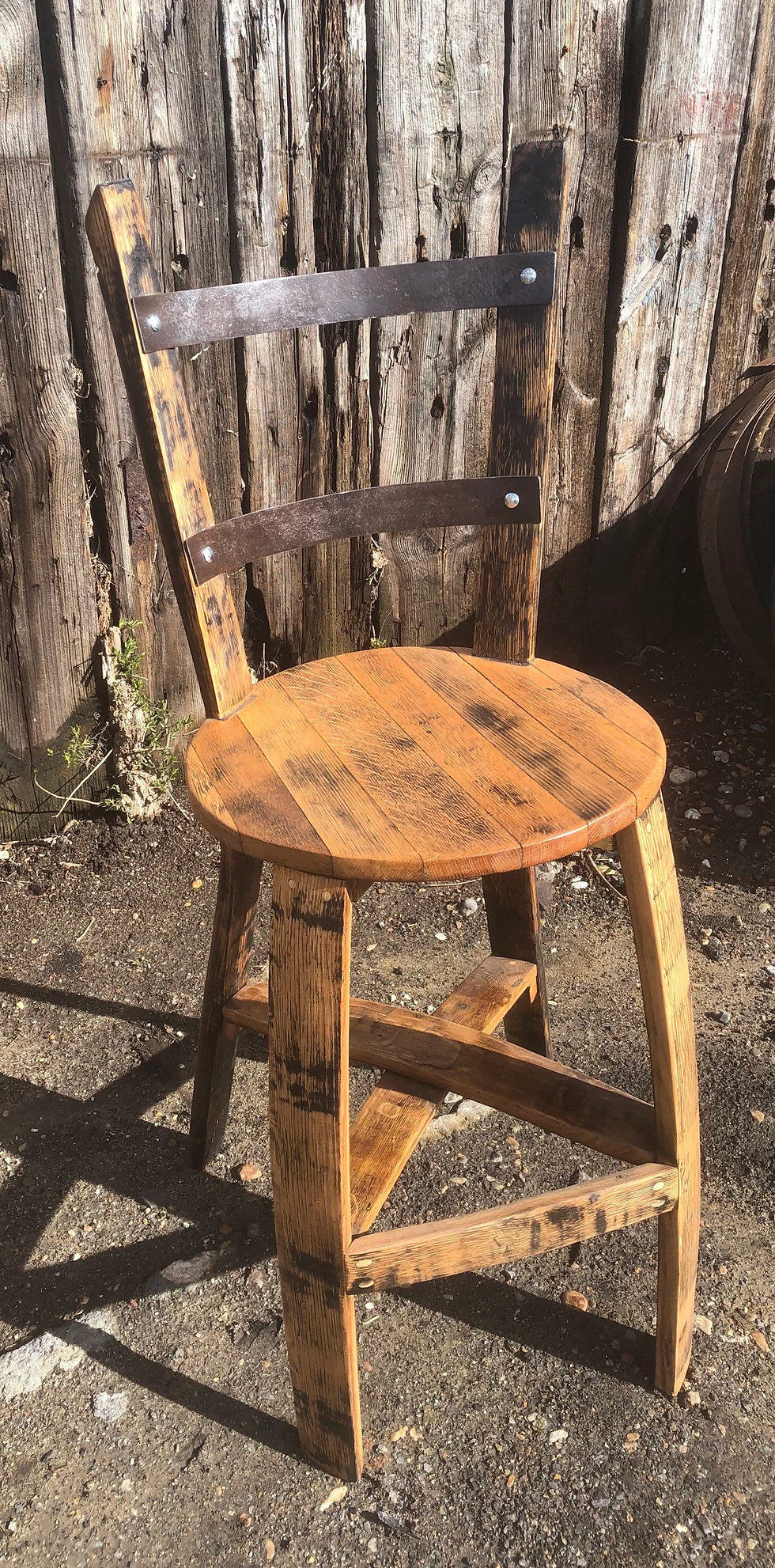 Whisky barrel stave bar stool