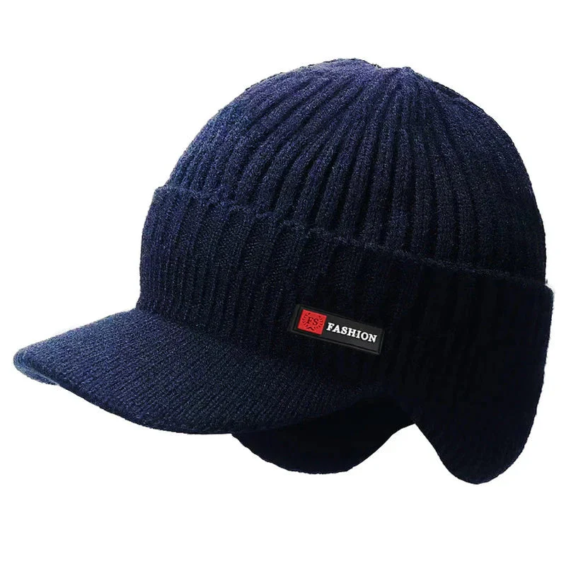 New Winter Men'S Hat – Outdoor Ear Protection Warm Knitted Cap with Windproof Vi