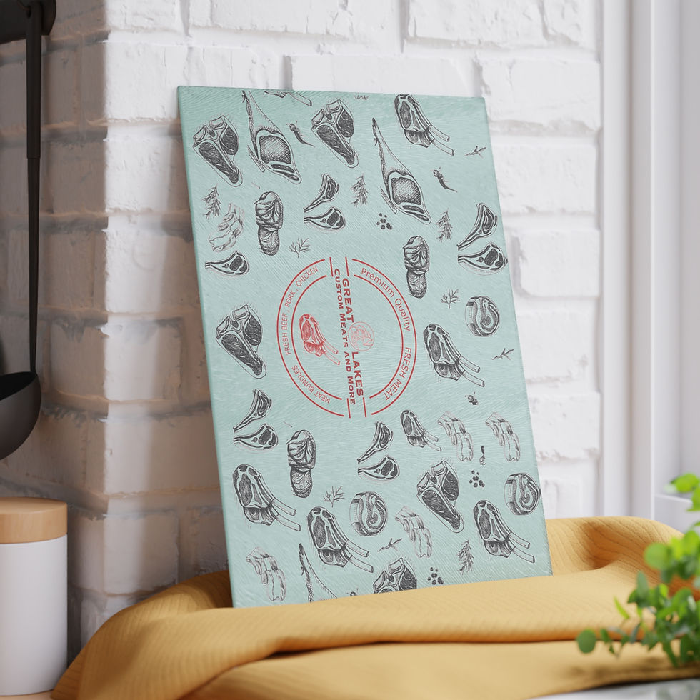 Thumbnail: Custom Meat-Themed Glass Cutting Board - Perfect for Chefs & Home Cooks
