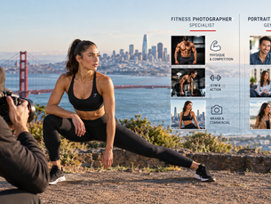 Fitness photographer capturing an athlete in San Francisco with the Golden Gate Bridge in the background