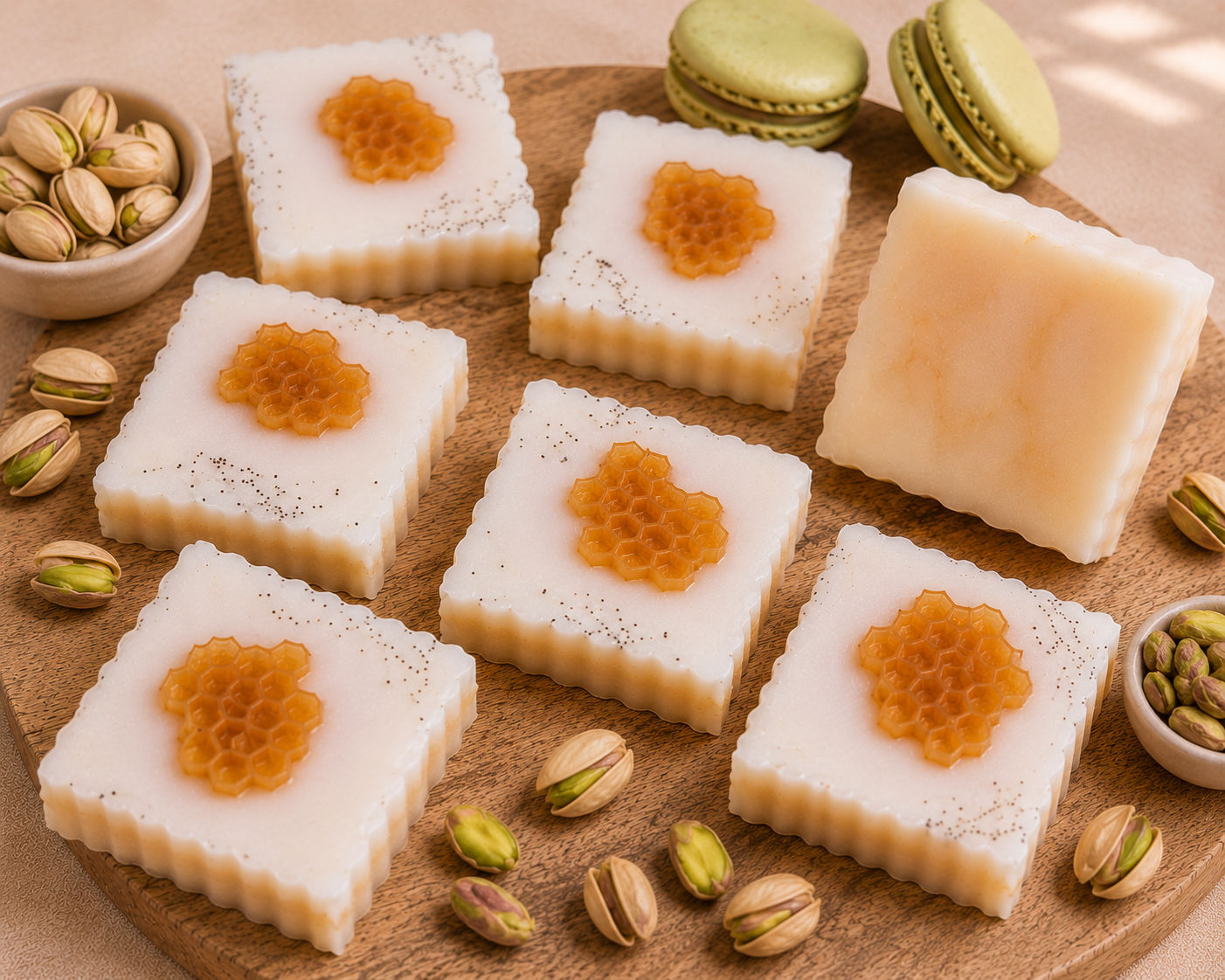 ✨ Pistachio Macaroon Honeycomb Soap 🍯💚