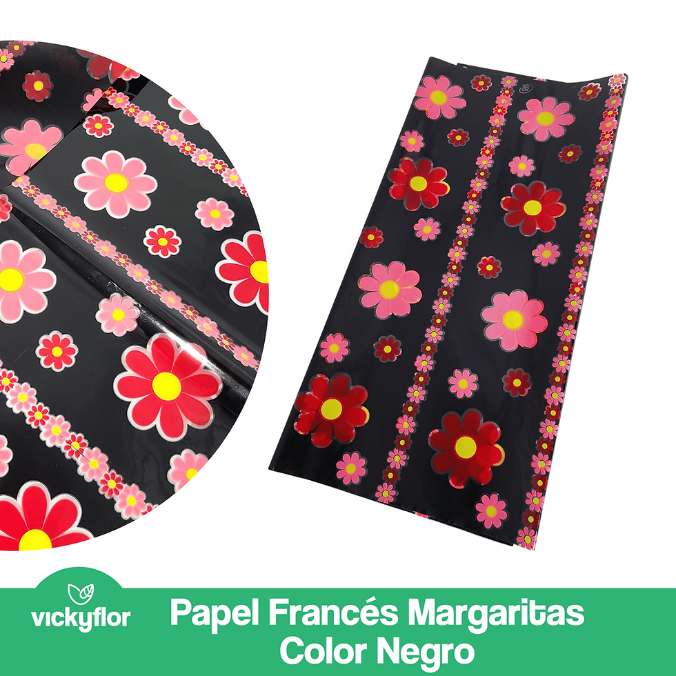 Miniatura: papel frances margaritas color negro