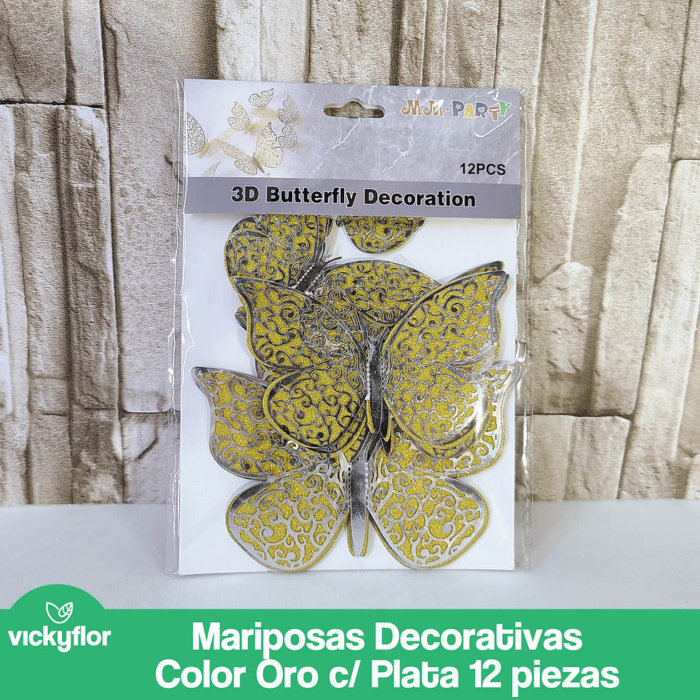 Miniatura: mariposas decorativas blanco oro con plata