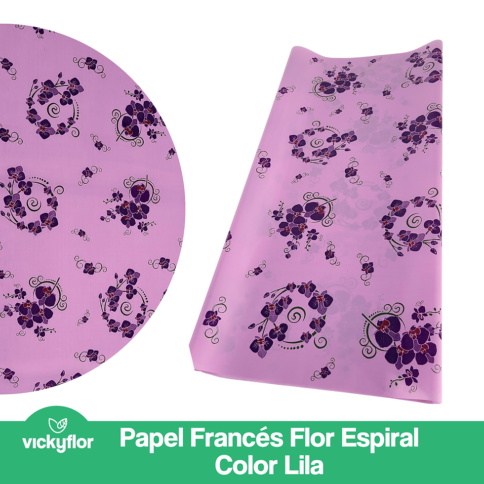 Miniatura: papel frances flores espiral color lila