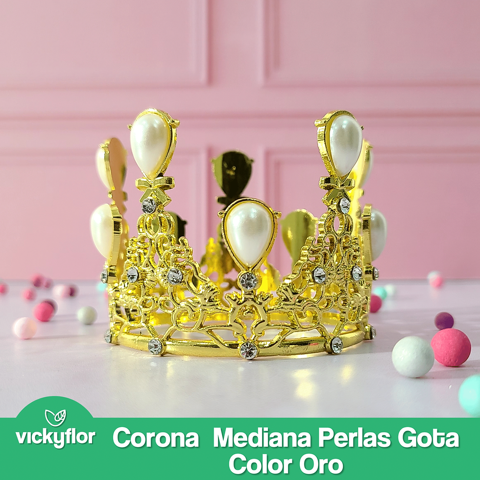 Miniatura: coronas medianas perlas gota color oro