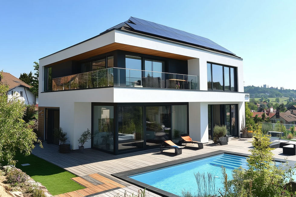 Modern house with solar panel