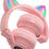 Miniatura: Auriculares Bluetooth con orejas de gato, auriculares inalámbricos para niños y