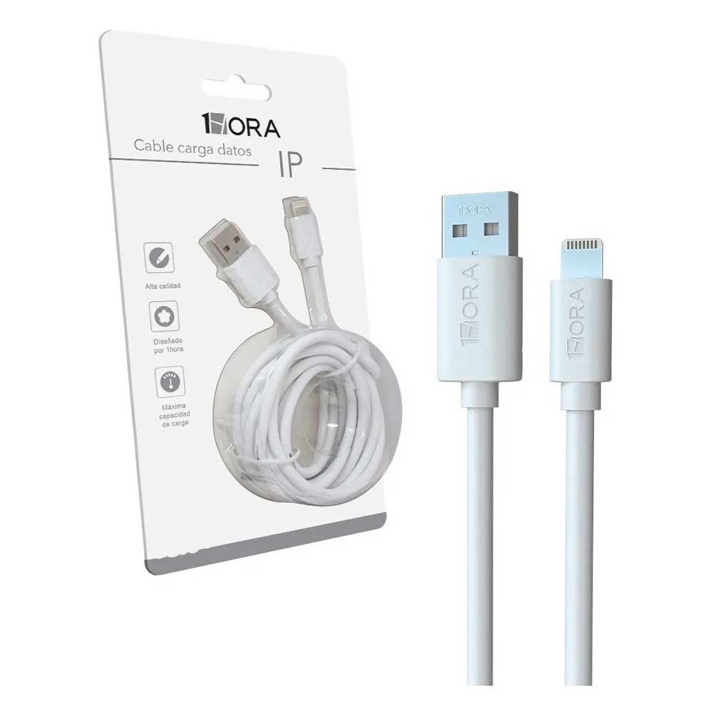 Cable 1hora con entrada lightning iphone de 2 metros