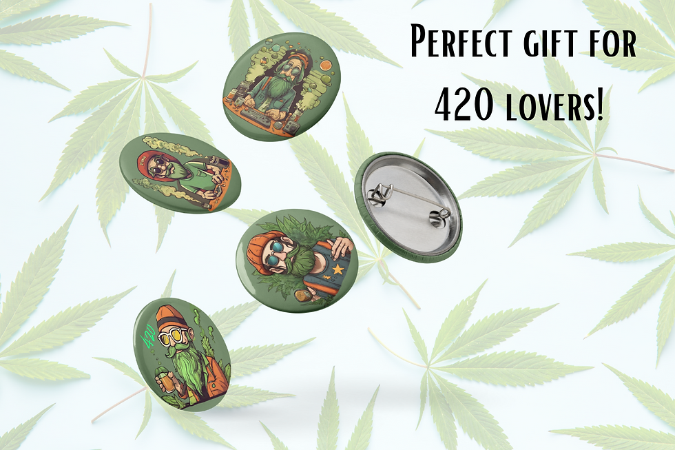 Thumbnail: Bearded Budds 420 Pin Button Set – Set of 5 (1.25")