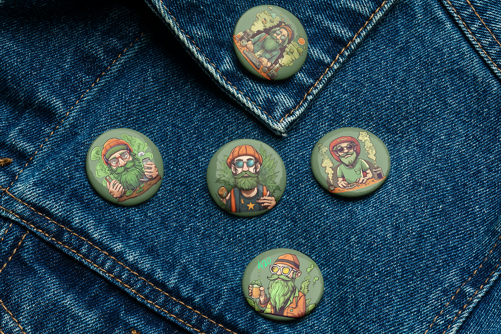 Thumbnail: Bearded Budds 420 Pin Button Set – Set of 5 (1.25")