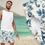 Thumbnail: Men's Victorian Style Swim Trunks – Crème and Blue Floral – Sizes 2XS to 6XL