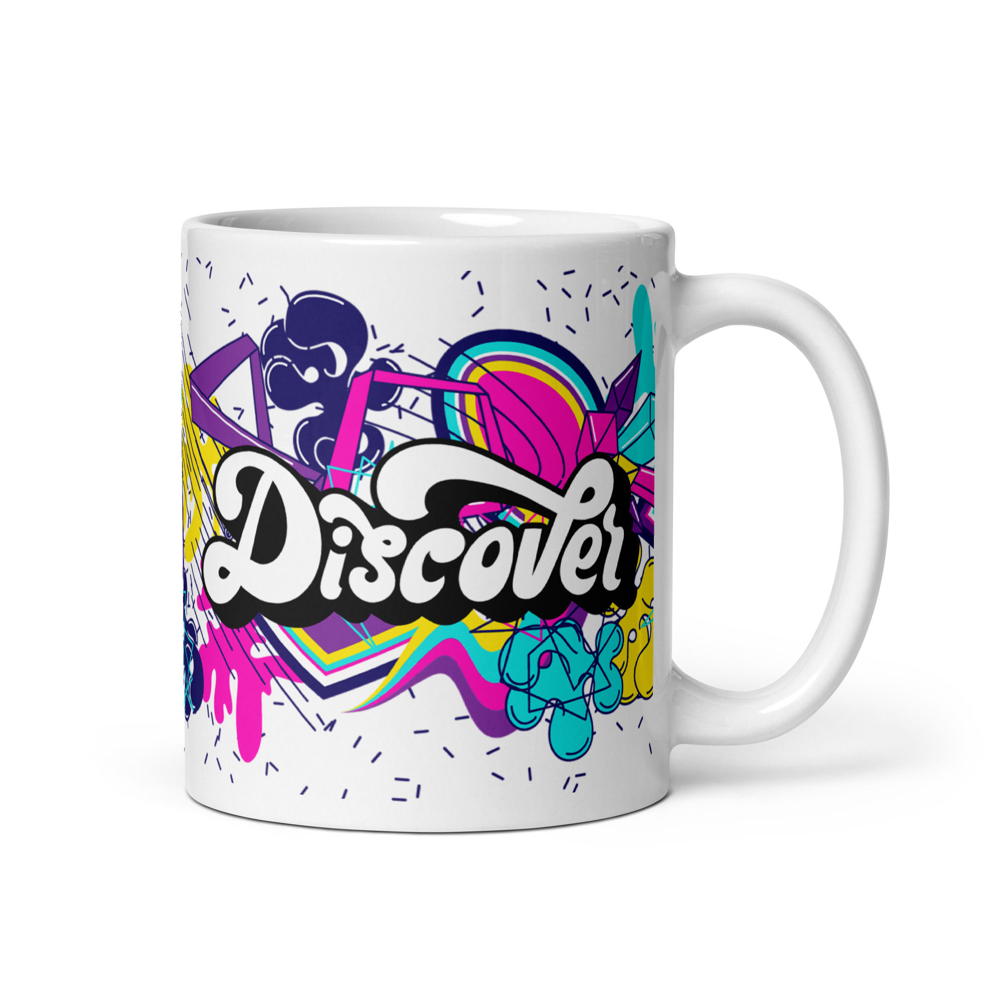 90s Inspired Neon Retro Design Coffee Mug - 11 oz, Perfect for Your Morning Brew