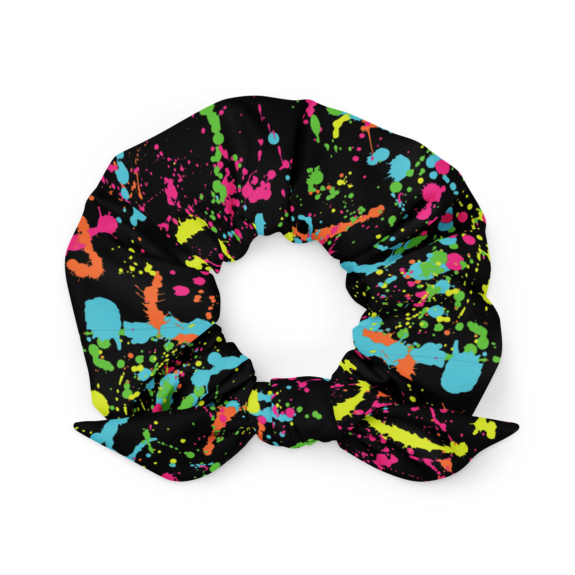 Neon Splash All-Over Print Recycled Bow Scrunchie