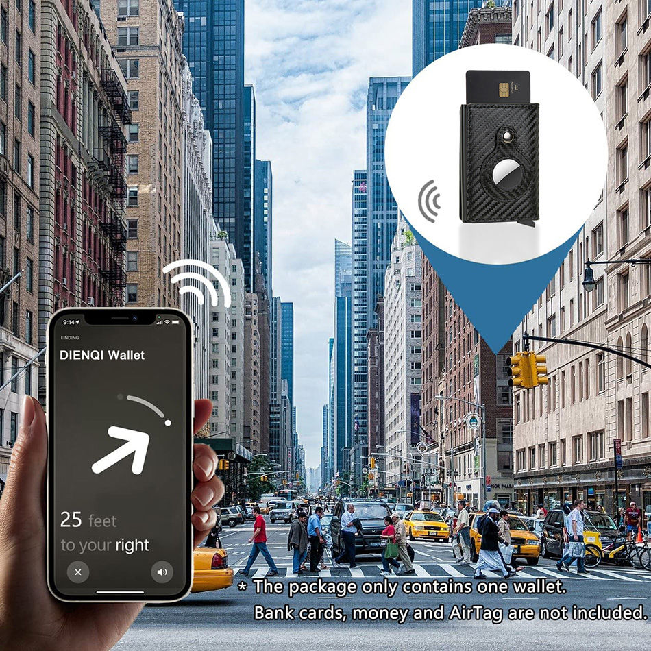 Thumbnail: AirTag Wallet Anti Theft Bullet Card Bag Multi-functional Rfid Card Holder