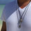 Thumbnail: Small Camouflage Dog Tag in Sterling Silver