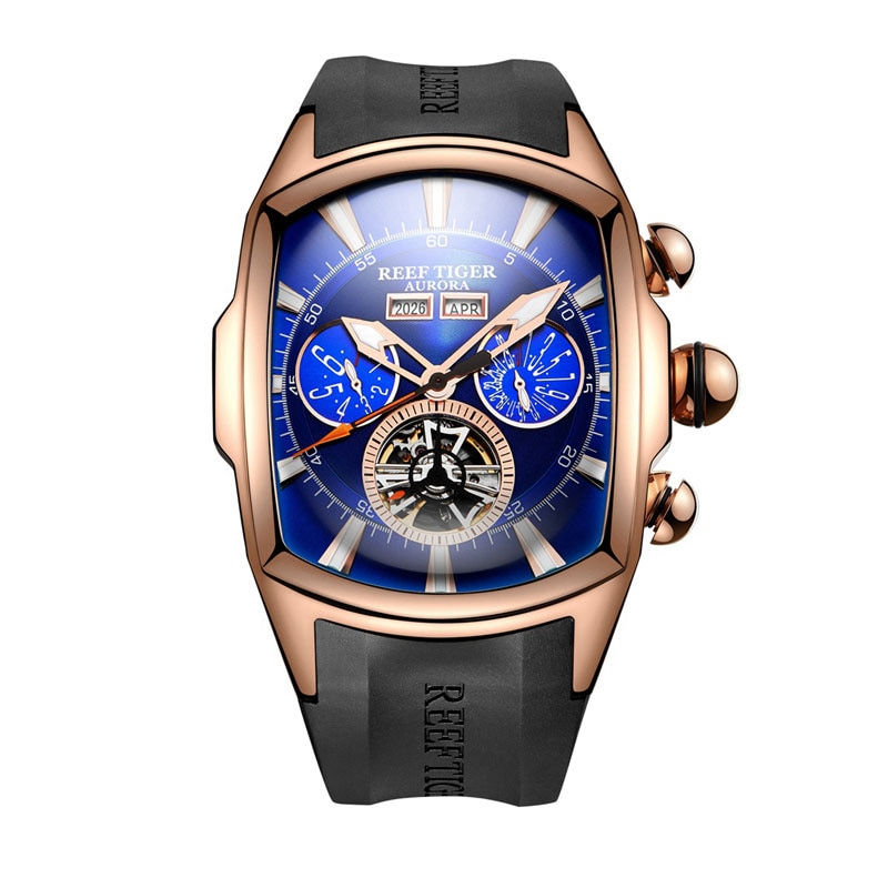 Thumbnail: Reef Tiger/Rt  Watch Blue Dial Mechanical Tourbillon Sport Relogio Masculino