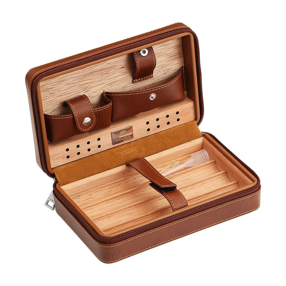 Thumbnail: Cohiba Cigar Humidor Case Portable Cedar Wood Leather Travel Humidor Set
