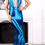 Thumbnail: Glossy Blue Satin Evening Gown