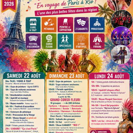 Découvrez le programme de la Fête Patronale 2026 ! 🥳