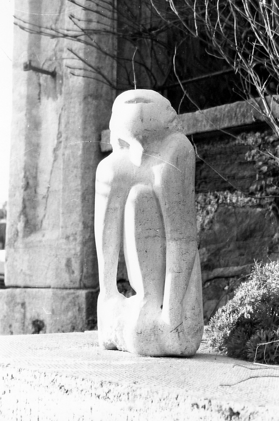 'Crouching Figure', 1985, Bath stone - Jan Bruce Sculpture