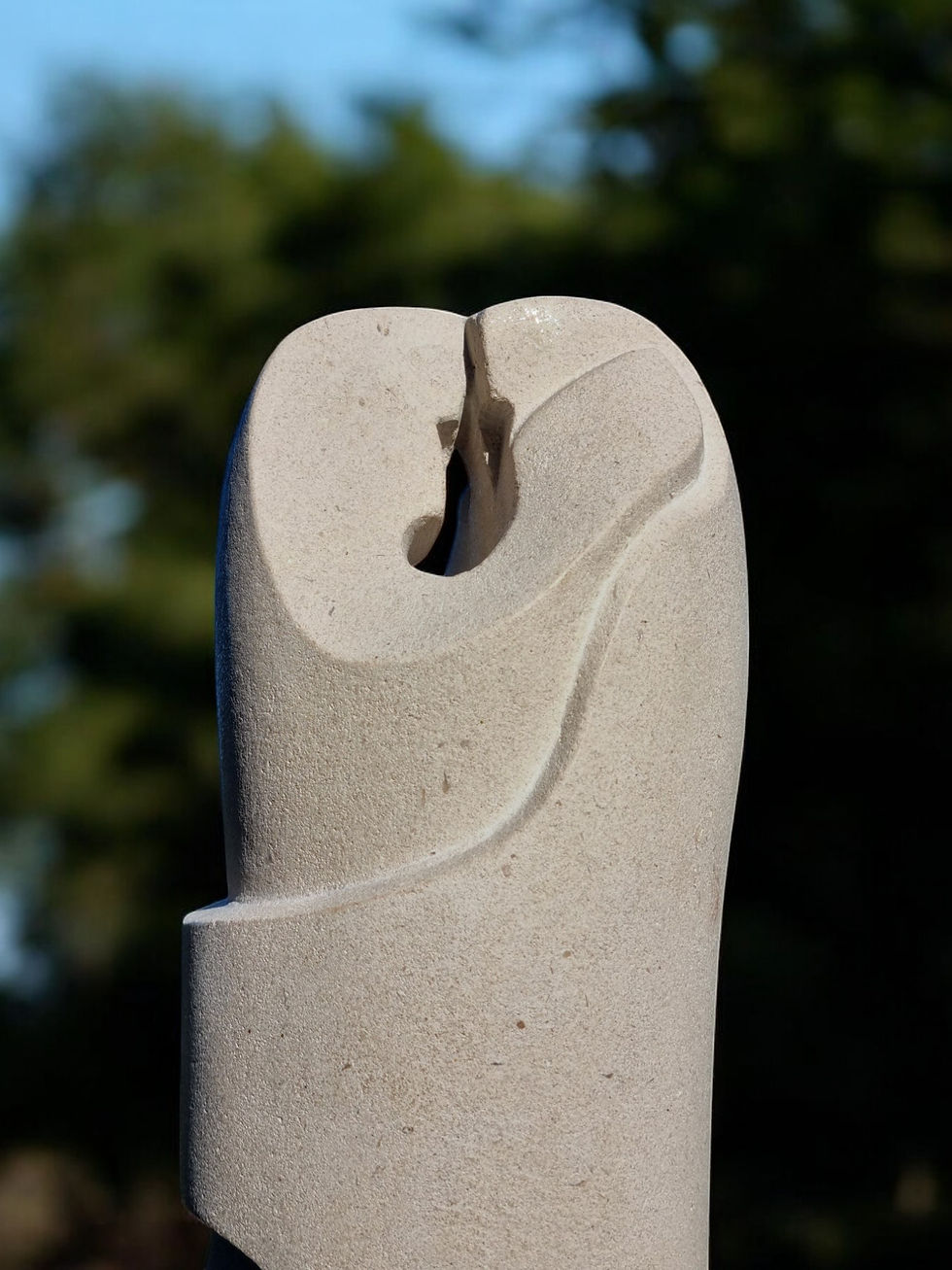 Thumbnail: 'Shared Thought' 18" - 2024, Portland stone - Jan Bruce Sculpture