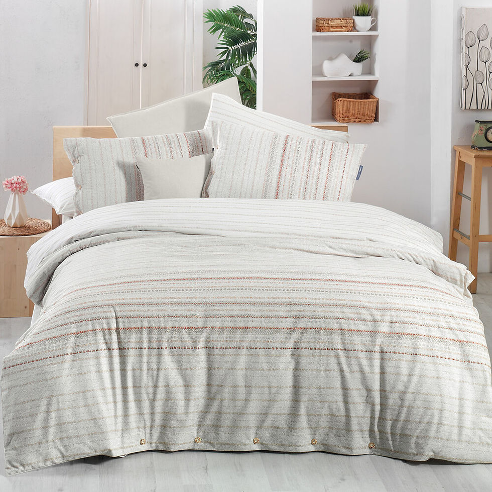 Küçük resim: Sarev Rabella Fancy Bej King Size Nevresim Takımı