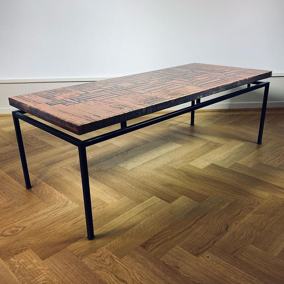 Thumbnail: Brutalist Copper Etching Coffee Table, 1970s