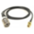 A coaxial adapter cable with an SO-239 (UHF female) connector on one end and an SMA male connector on the other.
