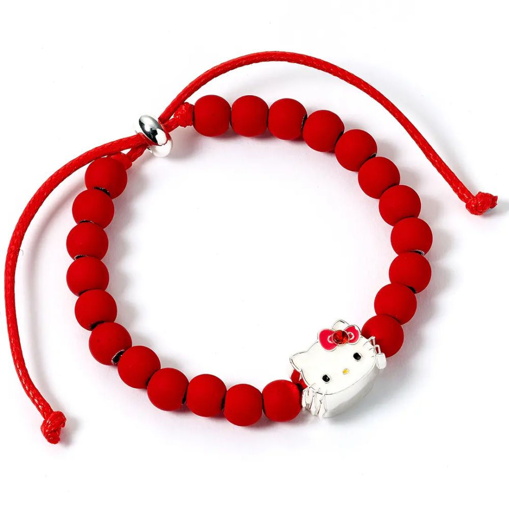 Bracelet en Perles Rouges - Hello Kitty