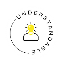 An icon for 'understanable' showing a person with a yellow light bulb as a head