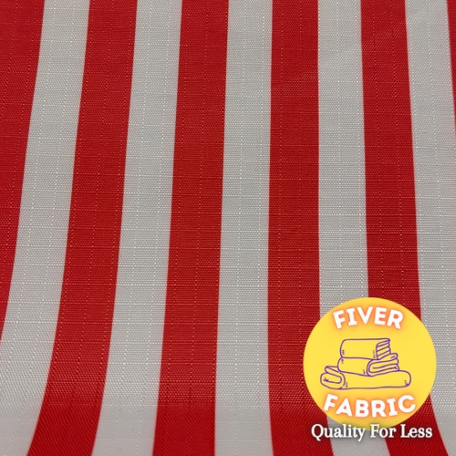 Red and white ripstop waterproof 6oz Affordable Quality Fabrics