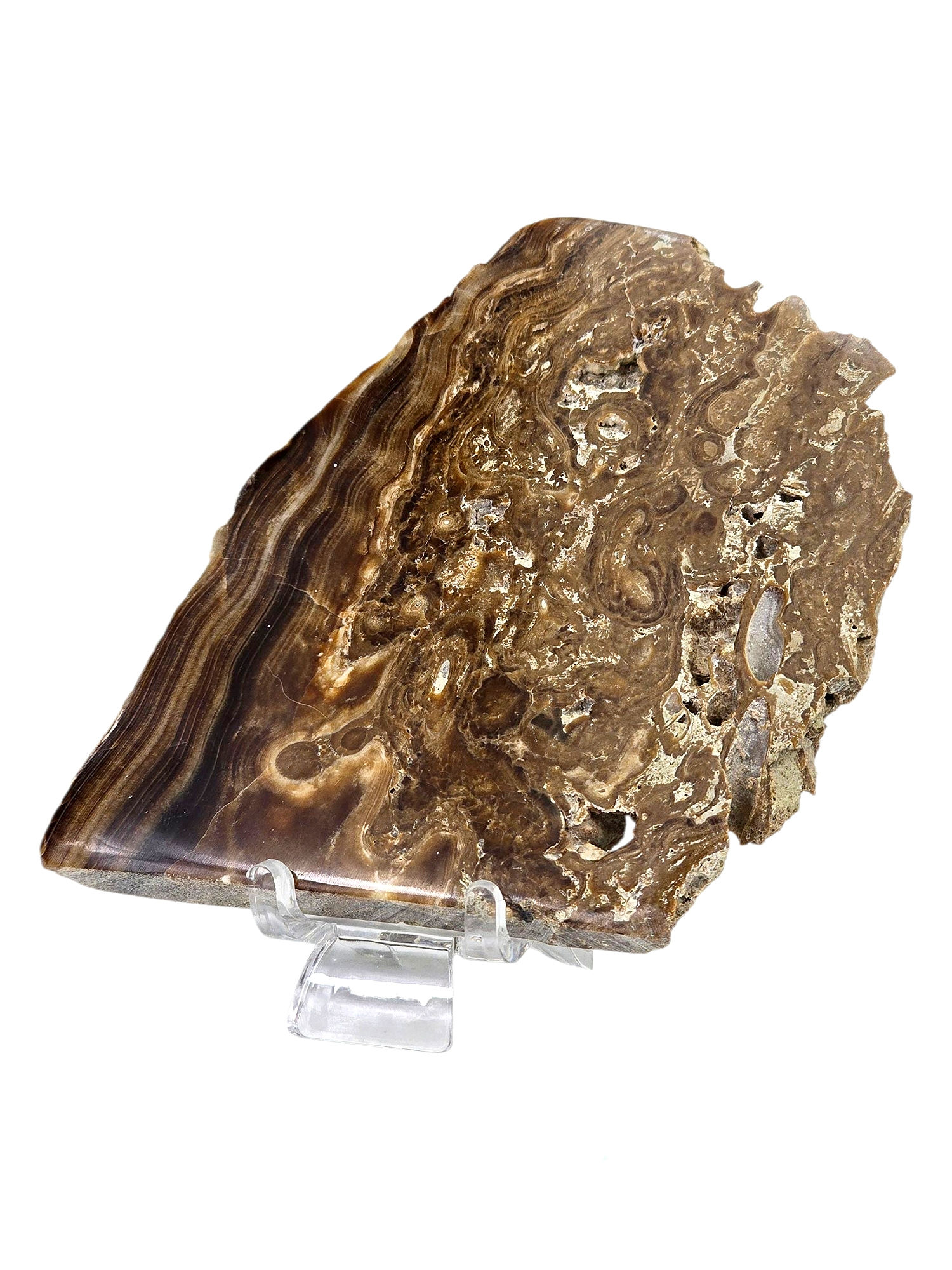 Chocolate Calcite Slice With Stand
