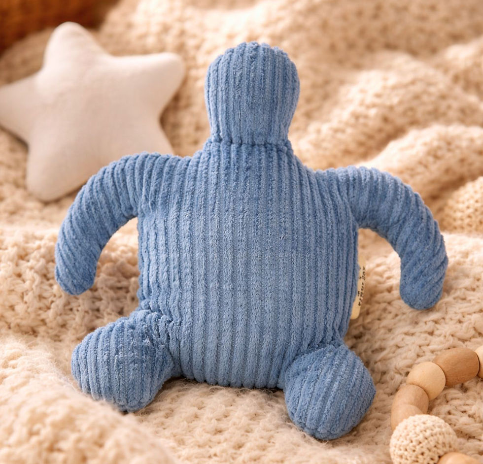 Warmteknuffel Schildpad blauwe rib patroon