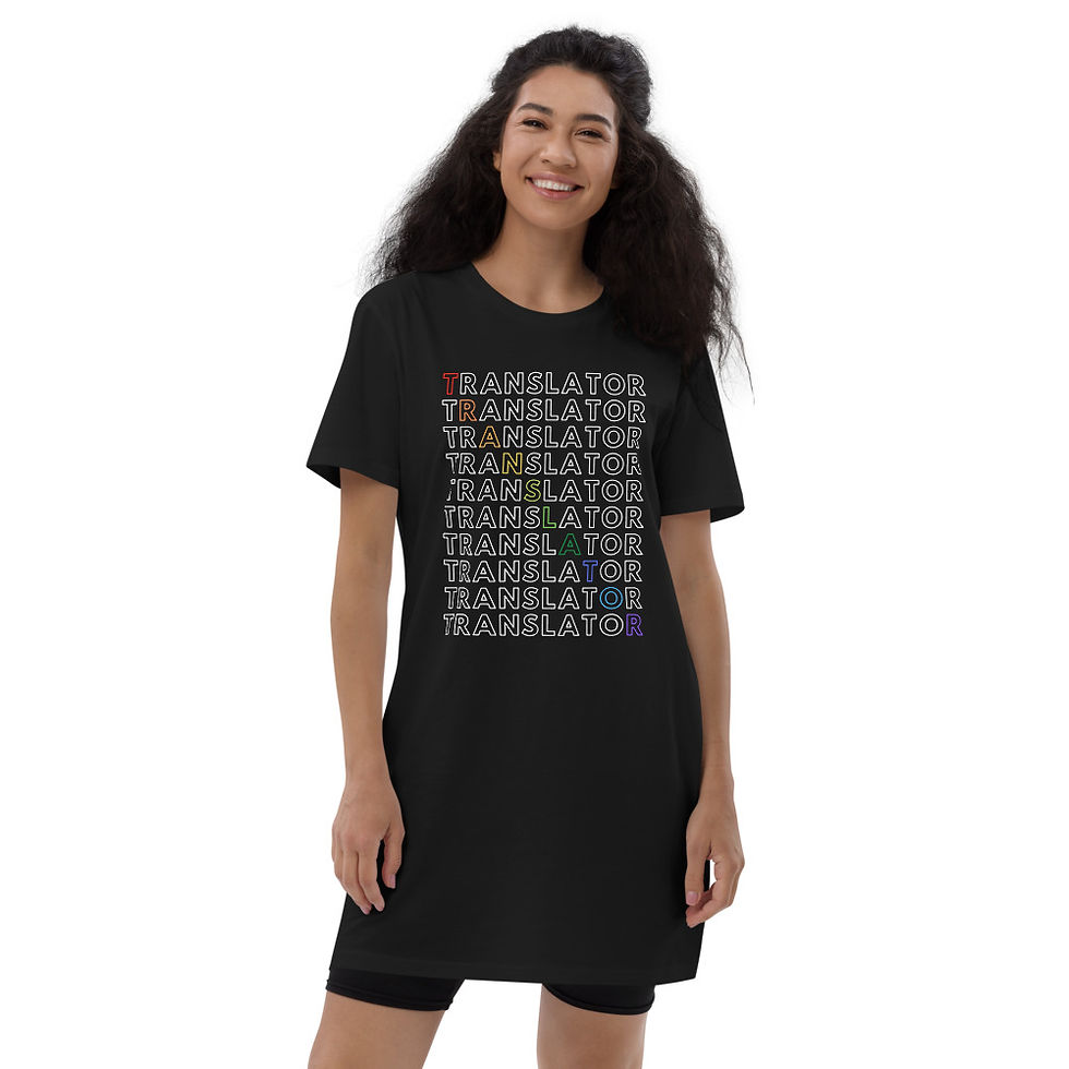 Thumbnail: Rainbow Translator Organic cotton t-shirt dress - Black