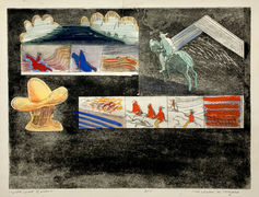 Malcolm Myers
Wild West Series, Monoprint (cat#: MM0360) Intaglio & Hand-Colored Gouache
18"h x 26.5"w
1966