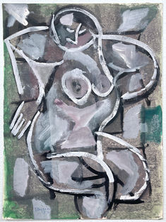 Malcolm Myers 
Nude and Chair
Gouache & Mixed Media on Paper 
20"h x 14.75"w
1952 