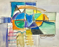 Malcolm Myers 
Green Guitar                    
(cat#: MMP3453) Watercolor 
15"h x 18.5"w   
c.1960 