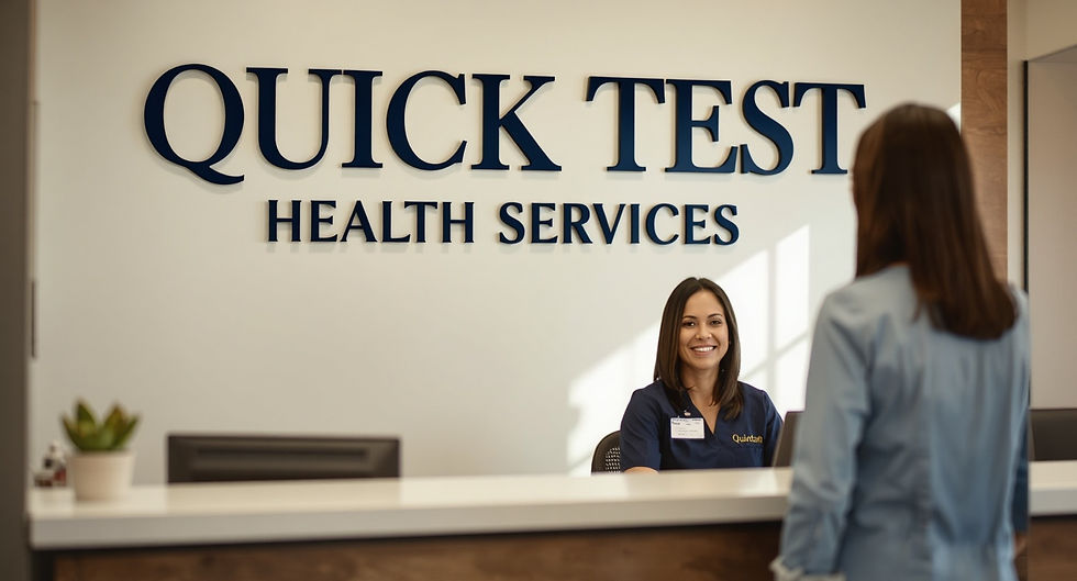 Using the uploaded image as reference, change the wall text to show only _QUICK TEST_ and