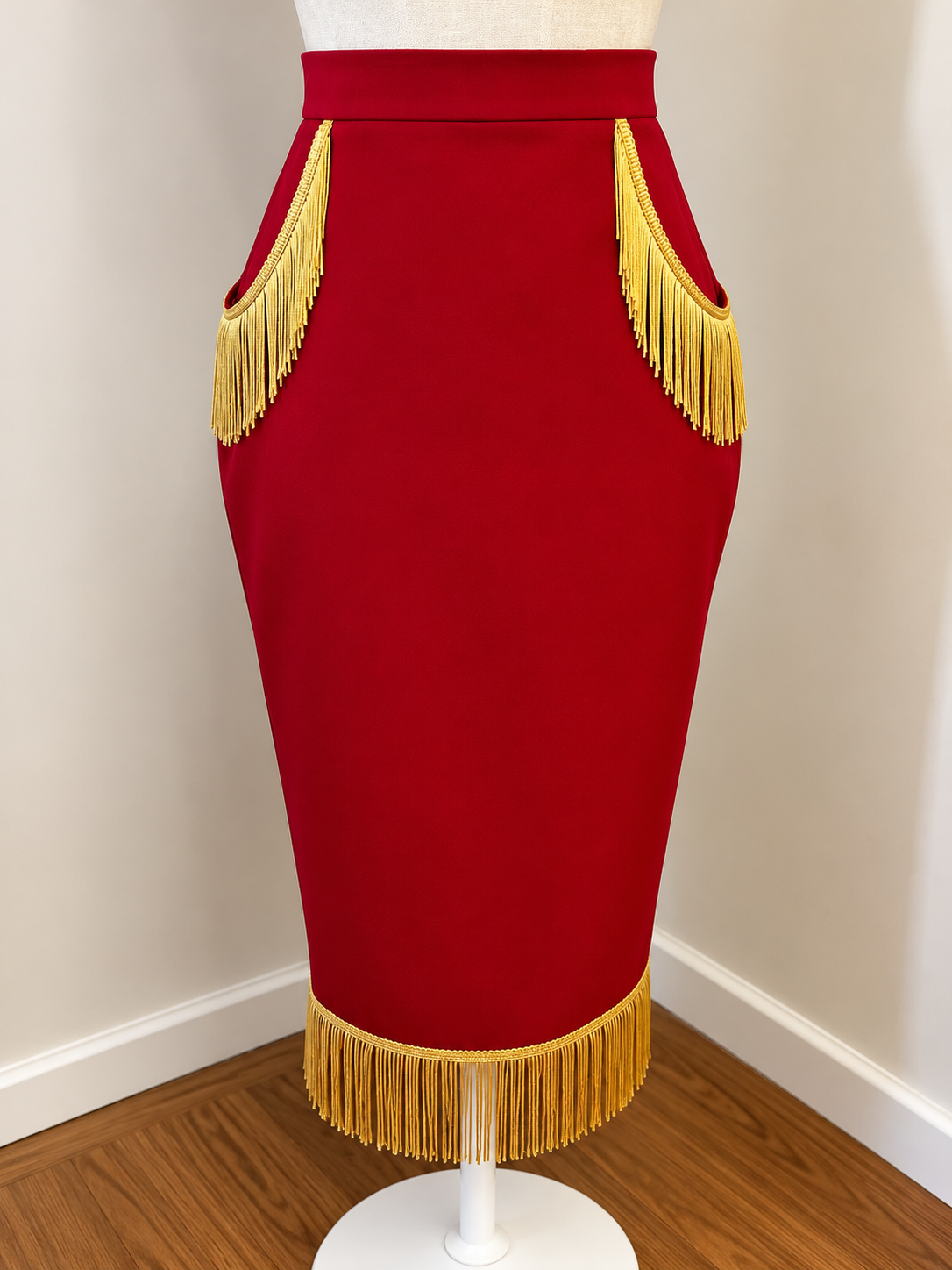 Custom Made Vintage-Inspired 1940s Western Fringed Skirt