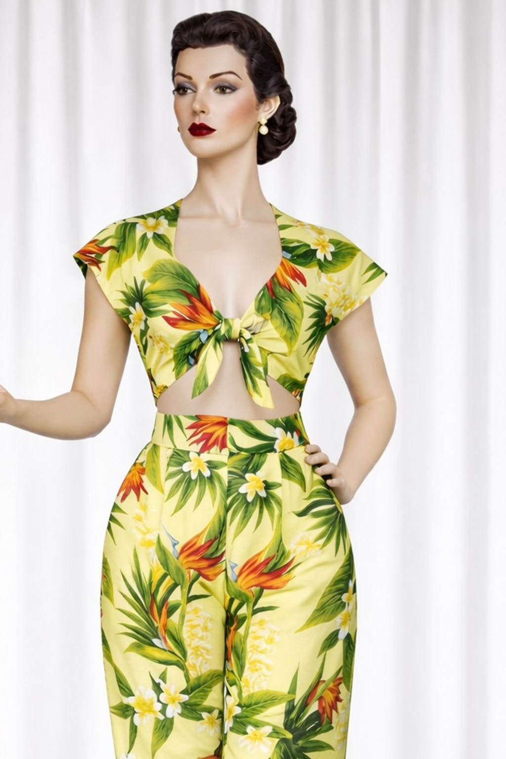 1940's Style Wide Leg, High Waisted Pants & Tie Top - Style # TH-PT001