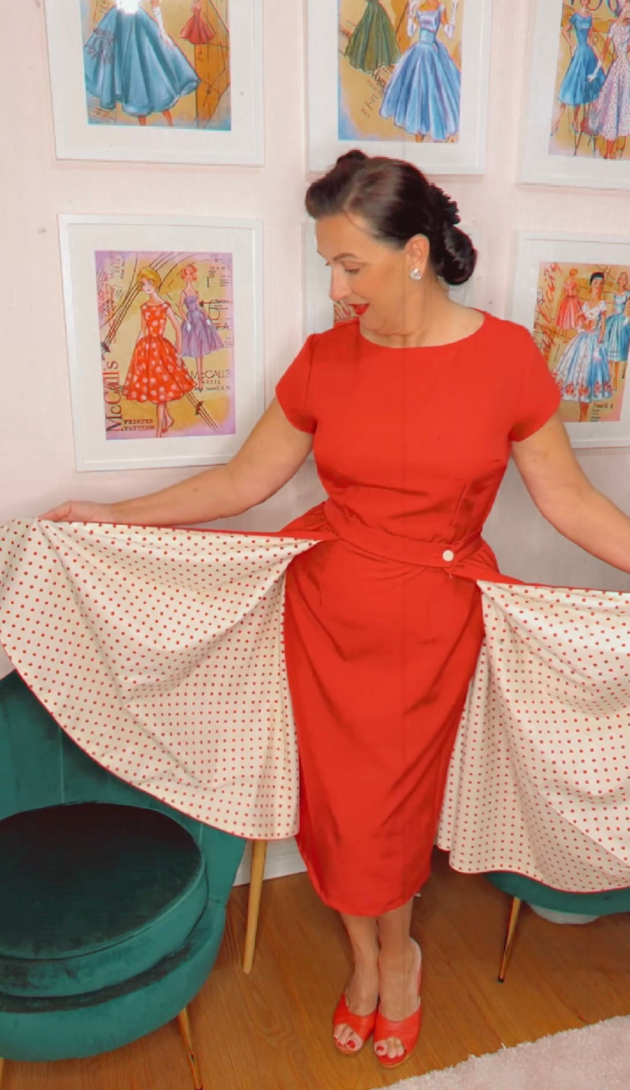 Shift Dress with Over Skirt - 1950s Style Dress. Style # TH-301