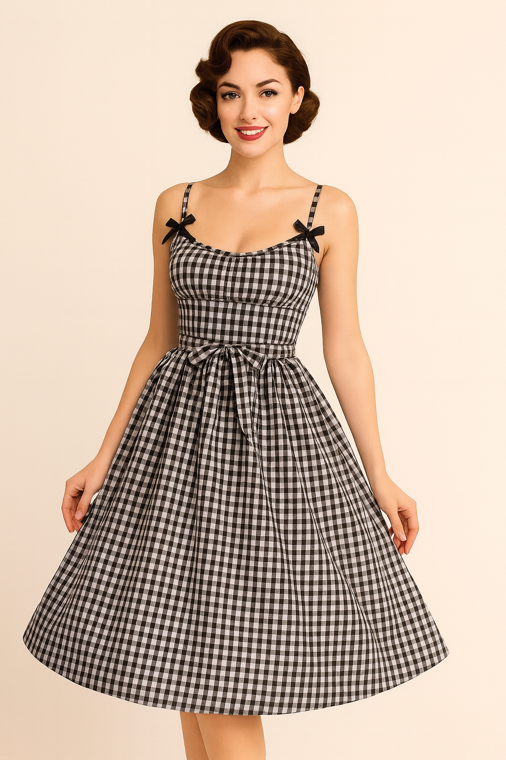Black Gingham Marilyn Dress  - Style# TH-109