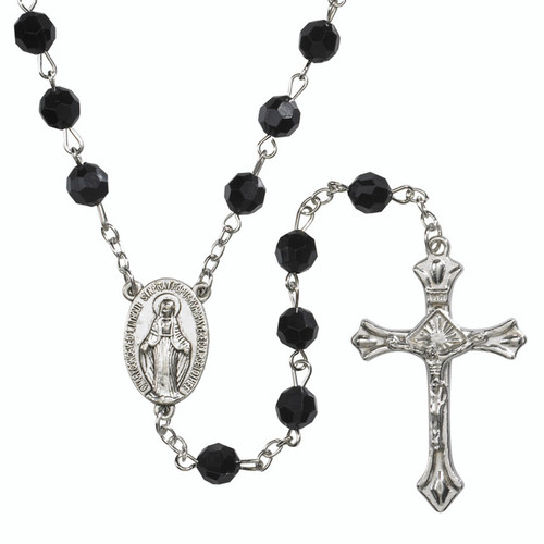 Acrylic Facted Black AB Finish Rosary maryscall