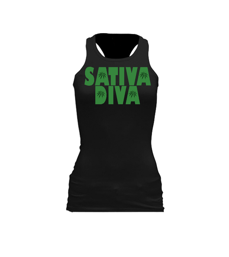 Kush Green on Black Racerback Tank