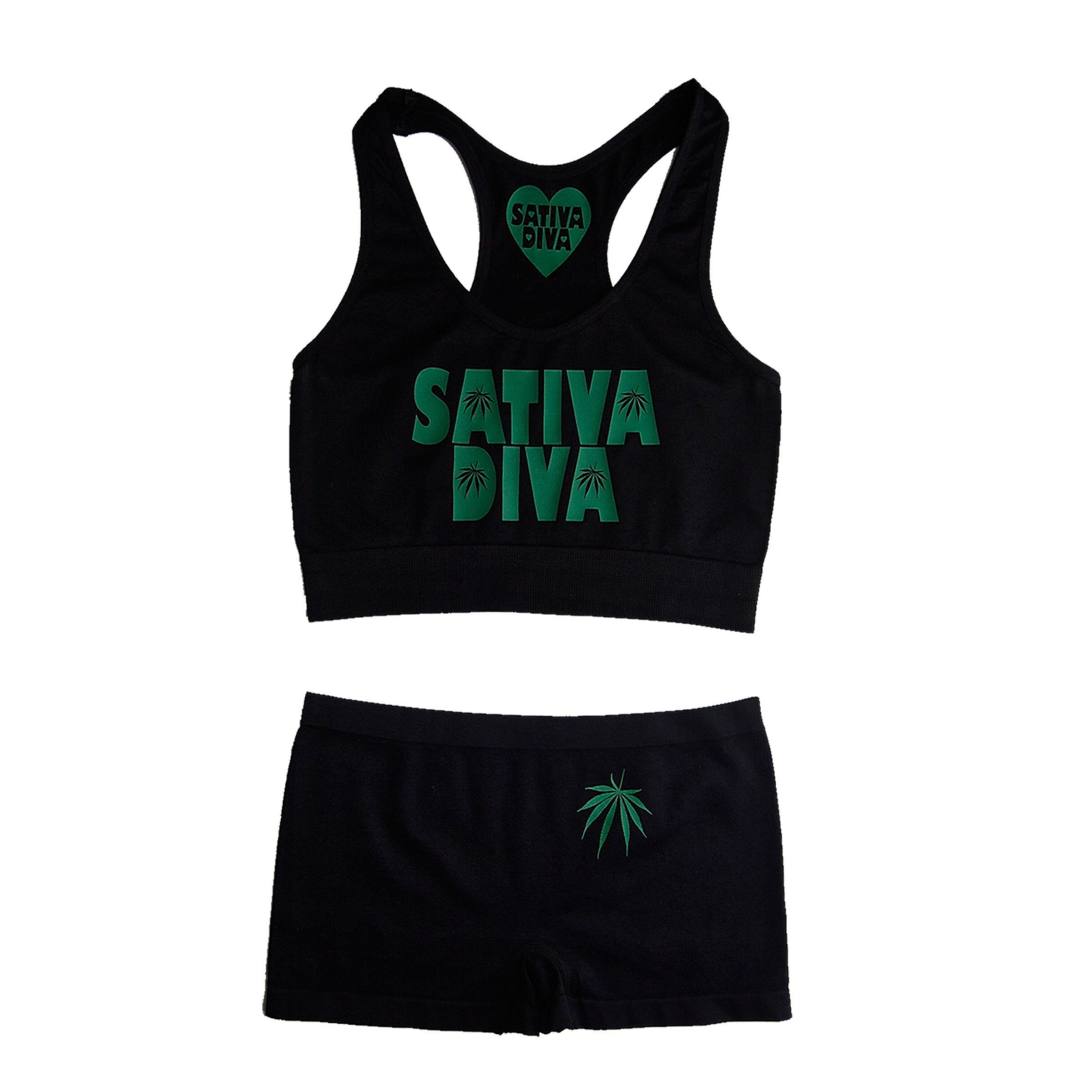 KUSH GREEN SMOKE BRA AND SHORT SET