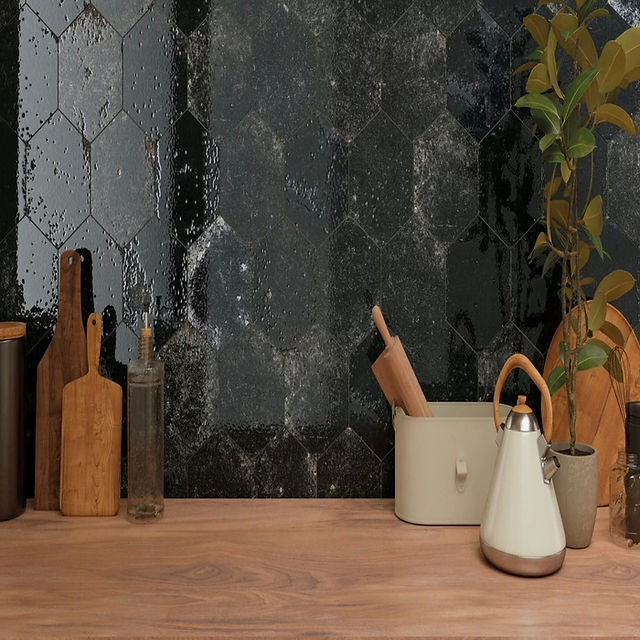 Porcelanato hexagonal Alma noir